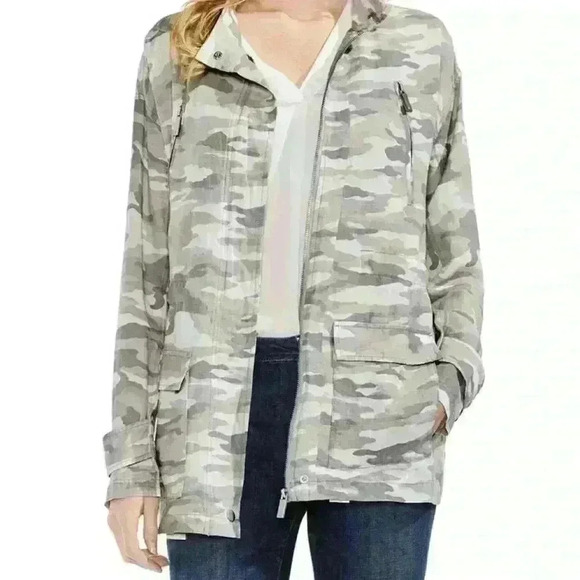 Vince Camuto light military style jacket size small white and grey - Picture 1 of 9